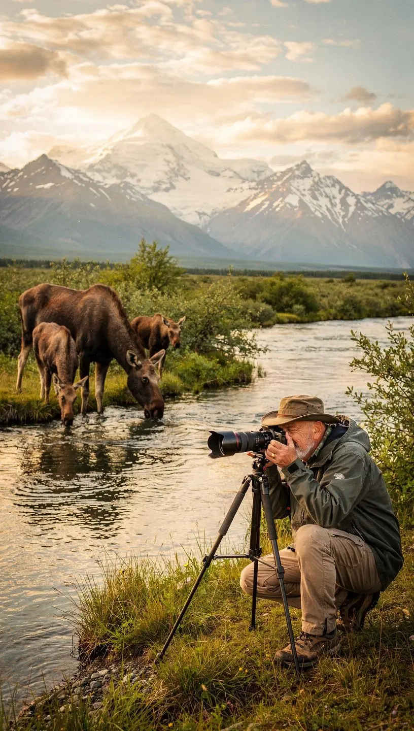 Дети наблюдают за животными в естественной среде обитания.