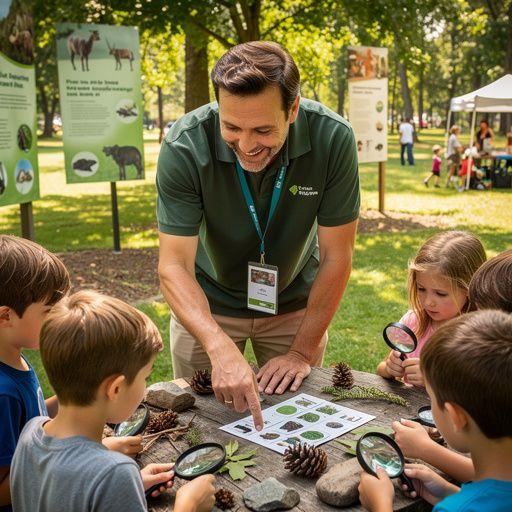 Пешеходная тропа, окруженная зелеными деревьями и цветами.