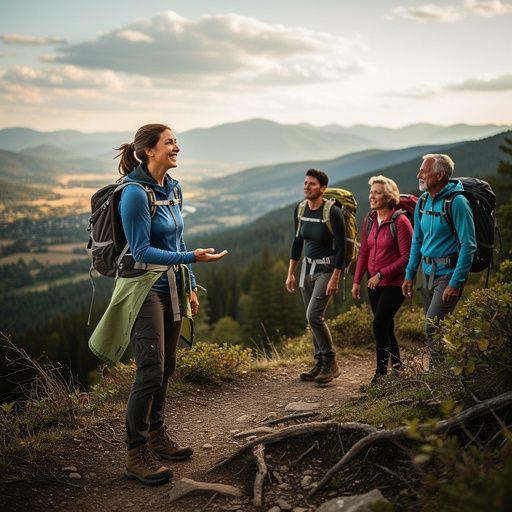 Рейнджер объясняет туристам особенности местной флоры и фауны.